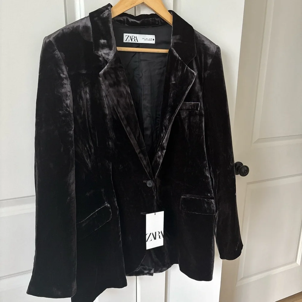 NWT Zara Oversized Velvet Blazer - Picture 1 of 9